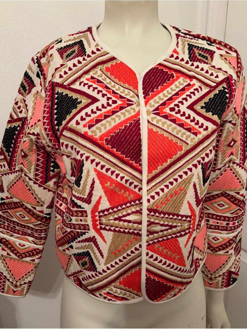 Top Shop Geometric Open-Front Jacket in Multi-Color 4 - Picture 4 of 14